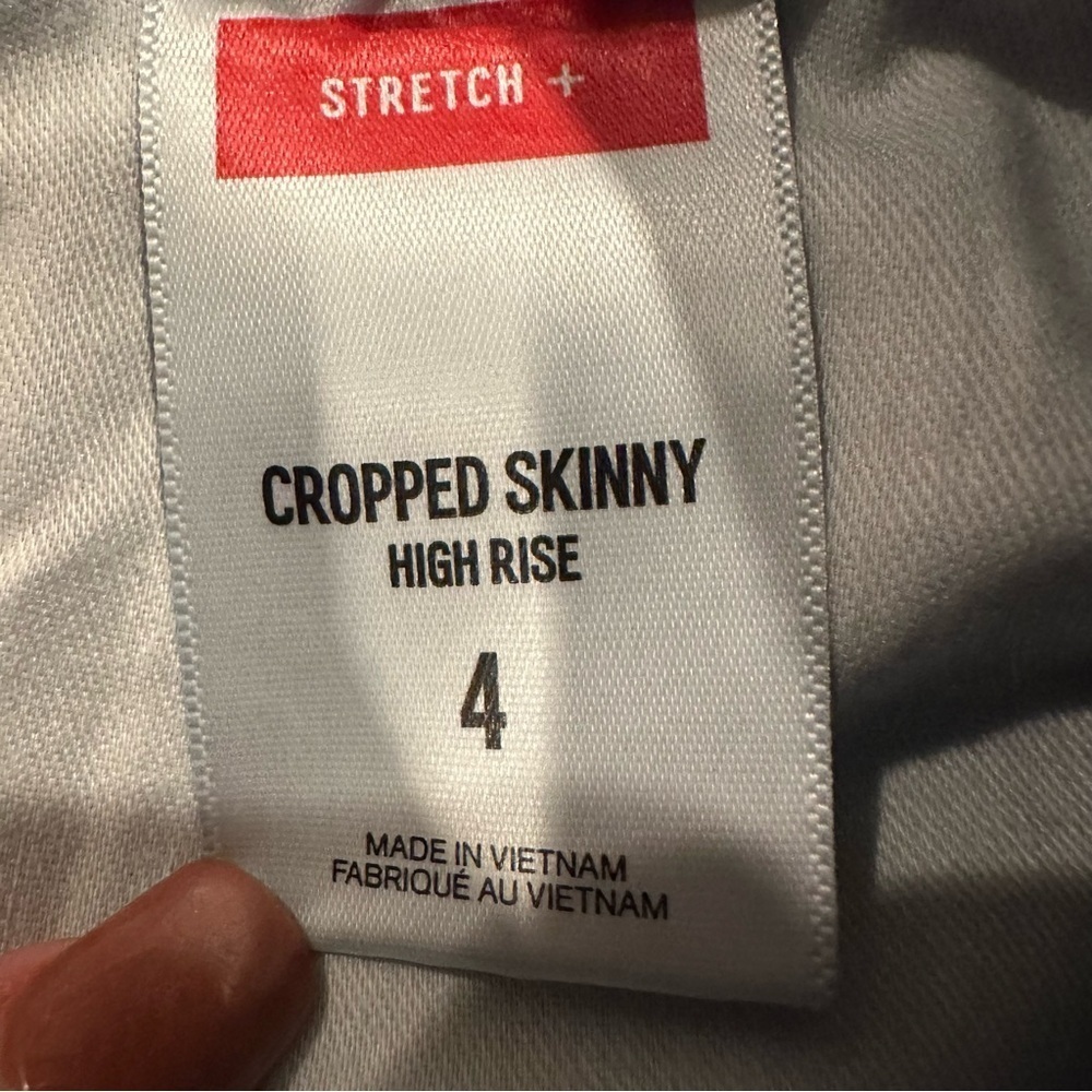 Express Light Washed Cropped Skinny High Rise Stretch Pink Stripe Women’s Size 4 - Picture 8 of 10